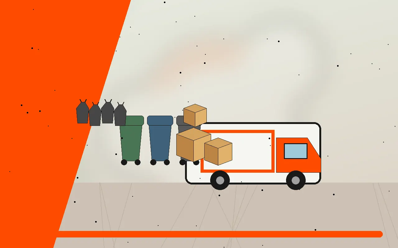 Camion de collecte devant un espace résidentiel
