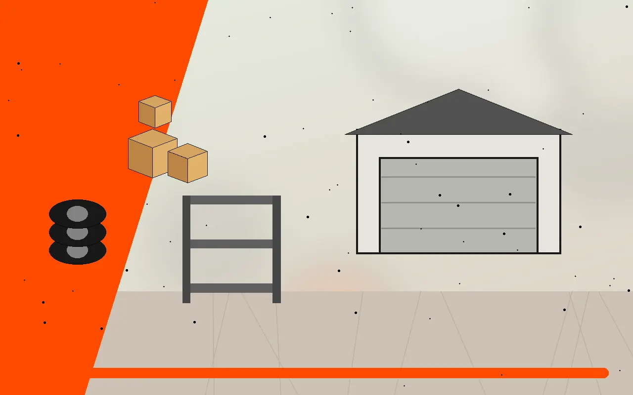 Étagères de garage contenant des articles à retirer