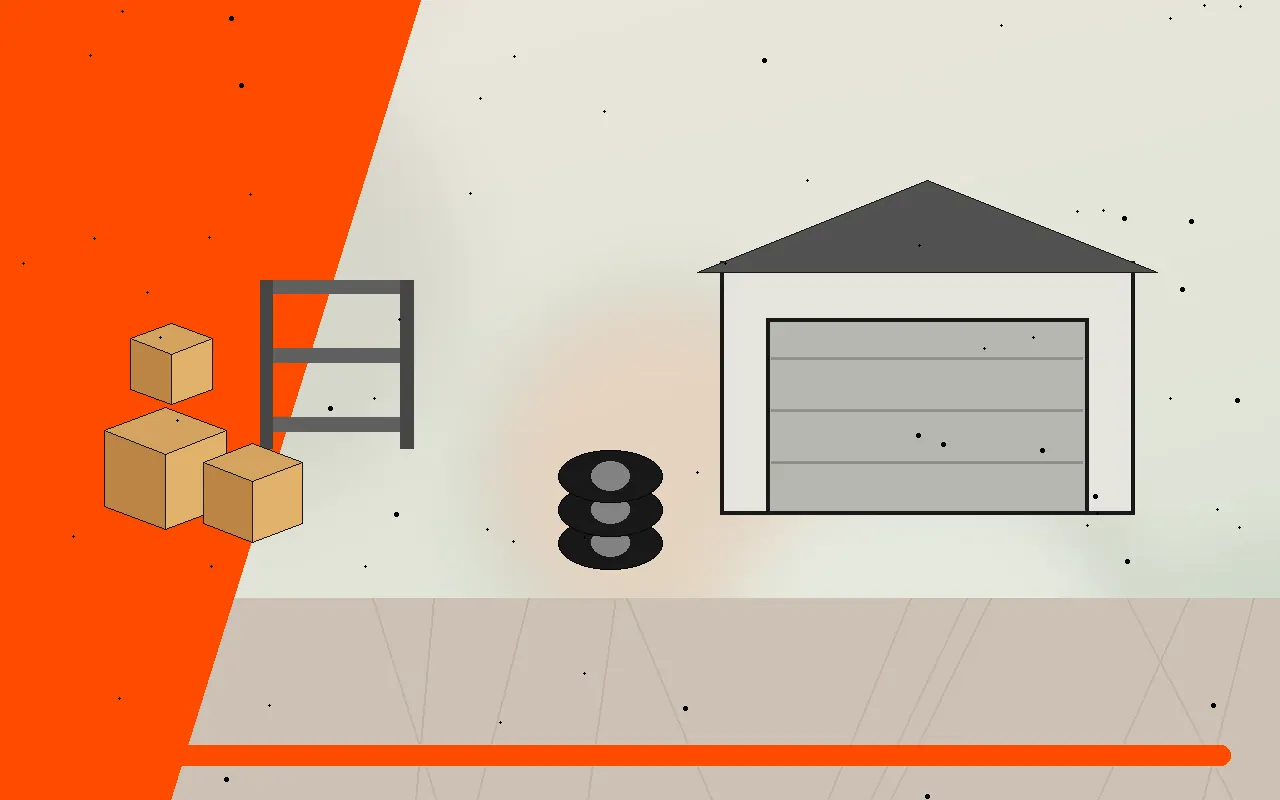 Plancher de garage dégagé après le retrait d’encombrants