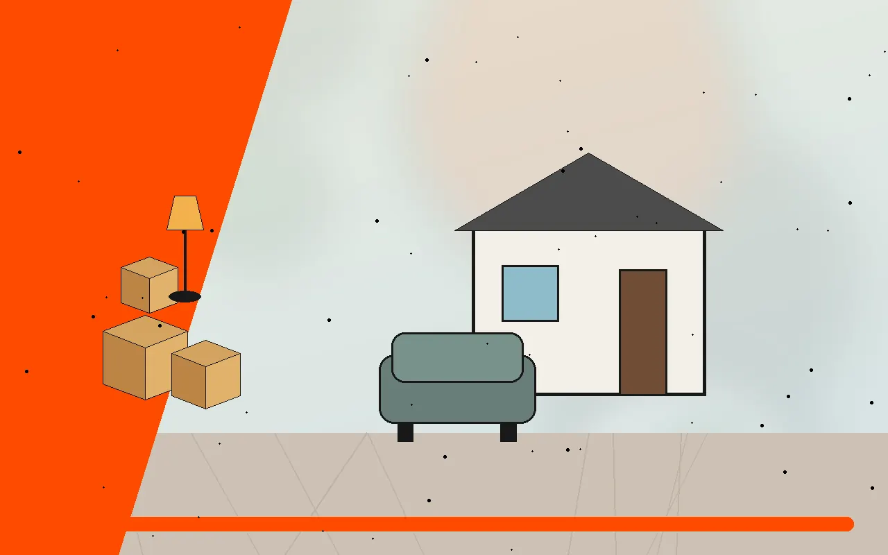Mobilier et boîtes sortis d’une maison pour un débarras