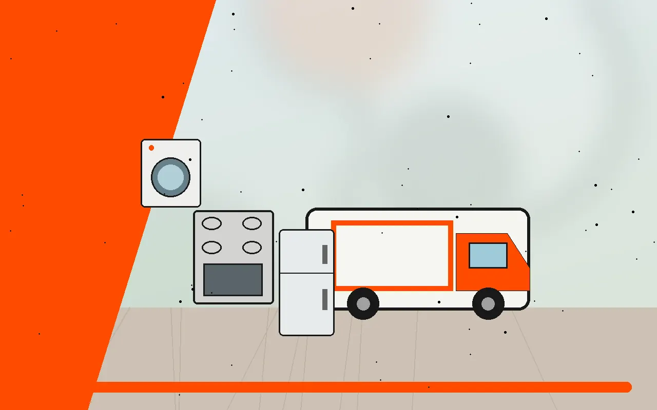 Électroménager volumineux près d’un camion de ramassage
